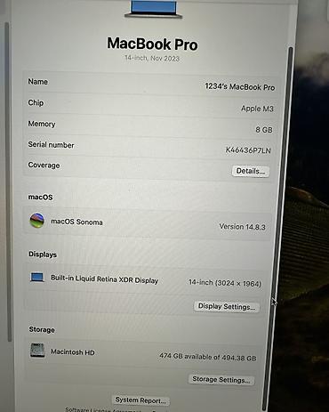 Ноутбуки Apple (MacBook): Ультрабук, Б/у, Apple M3, ОЗУ, RAM: 8 ГБ, В рассрочку — 5
