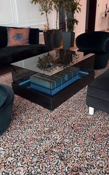 Sifarişlə jurnal masaları: Kvadrat masa, Açılmayan, Təkərsiz, Şüşə — 7