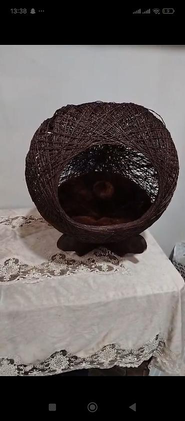 ucuz pişiklər: Ev heyvanları üçün dekorativ yuva/evcik - Material: tünd qəhvəyi — 3
