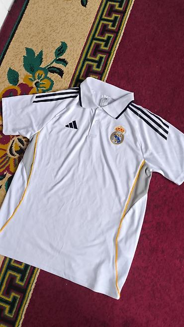 Поло Real Madrid adidas - Белое поло с воротником на пуговицах - — 1