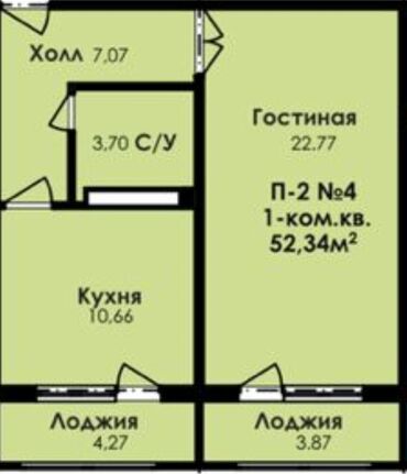 Продажа квартир: 1 комната, 5234 м², 2 этаж