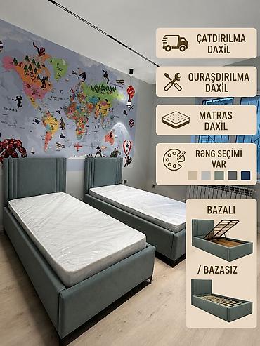 aze sekis: Oğlan və qız üçün, Yeni, 2 təknəfərlik çarpayı, 2 tumba — 1