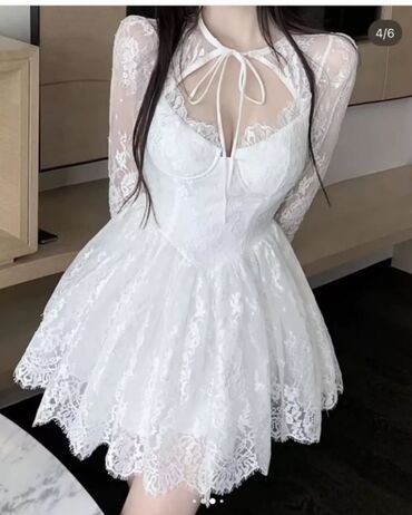 платье на лямке: Бальное платье, Средняя модель, цвет - Белый, В наличии