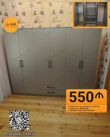 Divanlar: Açılan, 6 qapı Düz dolab, Qarderob, paltar dolabı