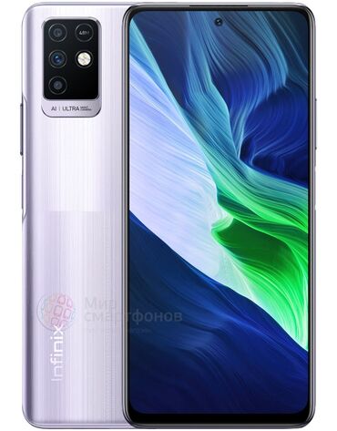 тренога для телефона: Infinix Hot 10, Колдонулган, 128 ГБ, түсү - Кызгылт көк, 2 SIM