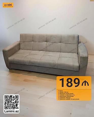 Məhsul: Divan - Ölçü: 200 sm - Mexanizm: Açılan, bazalı - Yastıqlar
