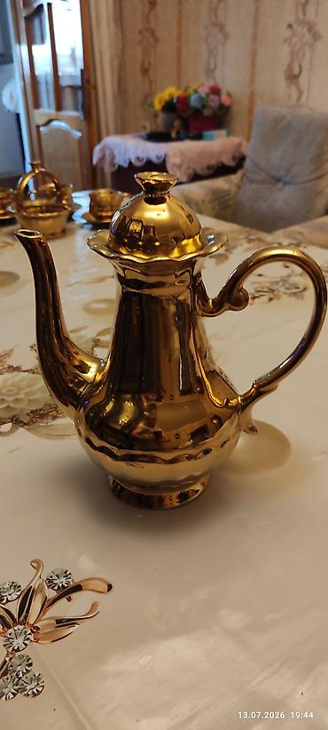 qızıl balıq: Çay dəsti, rəng - Qızılı, Keramika — 3