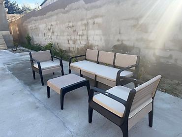 Bağ, çöl masa və oturacaq dəstləri: Yeni, Dördbucaq masa, 6 stul, Açılan, Skameykalar ilə, Plastik, Türkiyə — 7