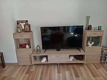drvena sofa: Dnevni set za TV i odlaganje – 3 dela + zidna polica - Materijal — 1