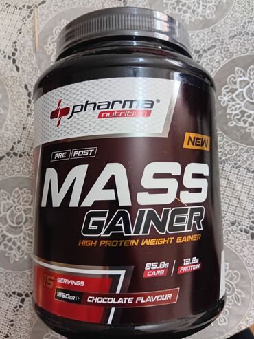 Тарелки: Pharma Nutrition MASS GAINER – yüksək proteinli çəki artırıcı toz -