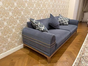 set mebel: 2 ədəd yumşaq oturacaqlı divan seti - Rəng: tünd mavi (indigo — 10