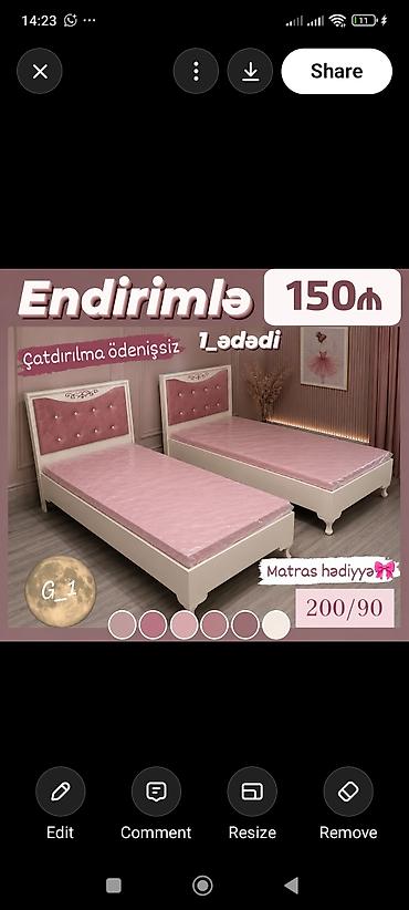 Məhsul: Tək nəfərlik çarpayı - Ölçü: 200 x 90 sm - Dəst: Çarpayı + lalafo.az -da Məhsul: Tək nəfərlik çarpayı - Ölçü: 200 x 90 sm - Dəst: Çarpayı +