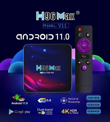 t96 mini android tv box: Tv box 4Ram 32Gb 4K 5G Bluetooth Orginal H96MAX 2ram 16gb 75₼ H96MAX