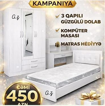 saloglu mebel sumqayit: Yataq otağı üçün praktik mebel dəsti: - 3 qapılı, güzgülü dolab — 1