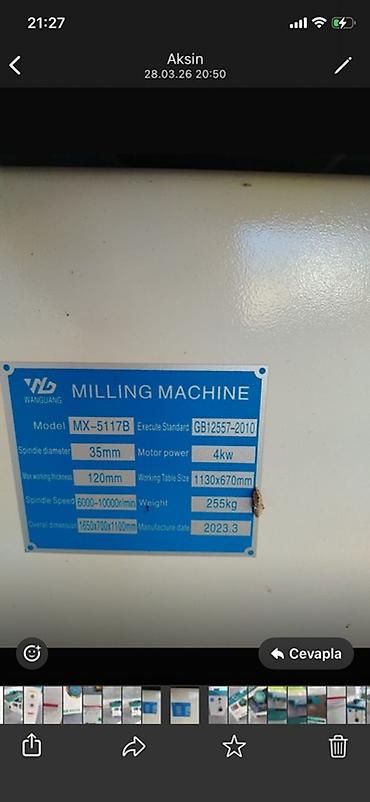 kreditle generator satisi: WANGUANG MX-5117B frezləmə dəzgahı Texniki göstəricilər: - Model — 3