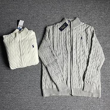 bot kişi: Ralph Lauren Polo kişi kardiqanı – fermuarlı, trikotaj kabel naxışlı — 2