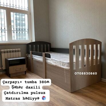 Çarpayılar: Uşaq/yeni yetmə yataq dəsti: - Çarpayı və tumba komplekti - Çarpayıda