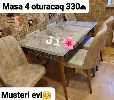 metbex stol stullari 2019: Для кухни, Новый, Раскладной, Прямоугольный стол, 4 стула