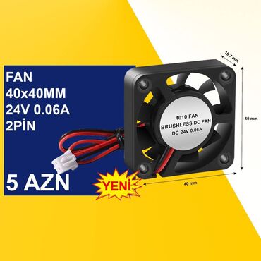 Процессоры: Fan “40x40mm 24v 2pin Qara” ⭐Fan 40x40mm 24v 2pin Qara - 5 AZN