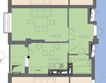 айни кв: 1 комната, 41 м², Элитка, 5 этаж, ПСО (под самоотделку)