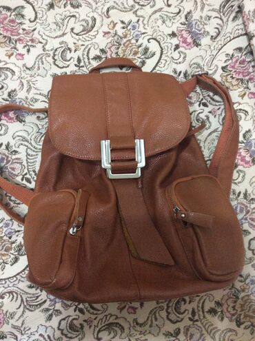 idman çantası: Стильный рюкзак из натуральной кожи, цвет рыжий, в отличном состоянии