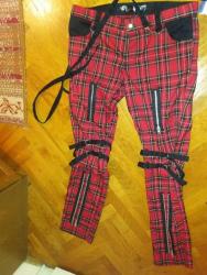 elegantne pantalone za punije dame: Karo pantalone -london -novo sa tregerima i trakama slanje brza