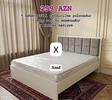 islenmis matras: Müasir dizaynlı iki nəfərlik çarpayı - Yumşaq toxumalı, kvadrat — 1