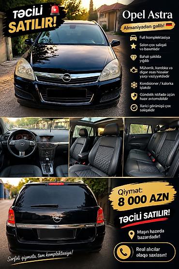 Opel Astra (Almaniyadan) Xüsusiyyətlər: - Full komplektasiya - Salon lalafo.az -da Opel Astra (Almaniyadan) Xüsusiyyətlər: - Full komplektasiya - Salon