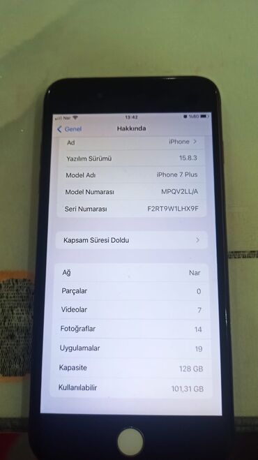 iphone 8 plus islenmis: IPhone 7 Plus, 128 GB, Qara, Barmaq izi