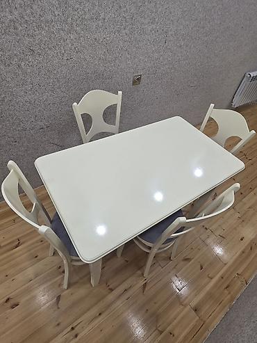 ikinci el stol stul: Mətbəx üçün, İşlənmiş, Açılmayan, Dördbucaq masa, 4 stul — 3