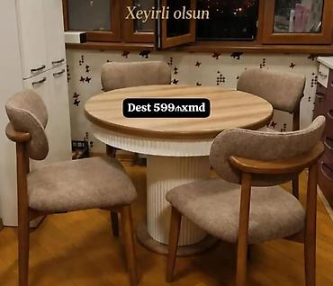 Mətbəx/qonaq otağı üçün masa–stul dəsti - Komplekt: 1 ədəd dairəvi