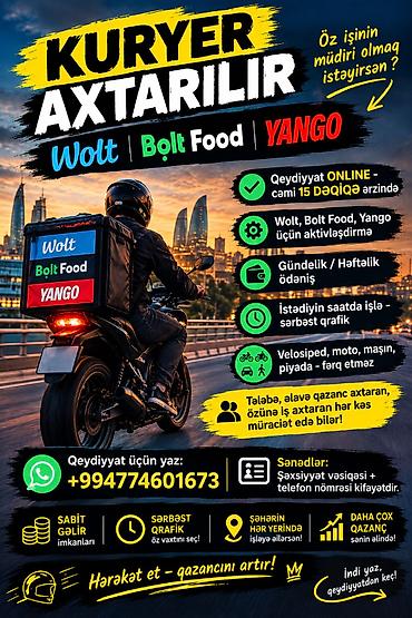 Такси, логистика, доставка: *🚀 KURYER AXTARILIR - WOLT / BOLT / YANGO* Öz işinin müdiri olmaq — 1