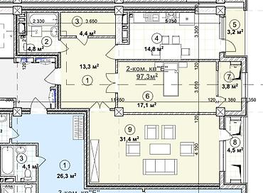 Продажа квартир: 2 комнаты, 9 м², Элитка, 3 этаж, Готовая ПСО (под самоотделку) — 12