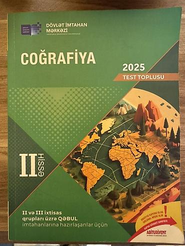 Kitablar və jurnallar: Məhsul: Coğrafiya – 2025 Test Toplusu (II hissə) Kitab yaxşı — 1