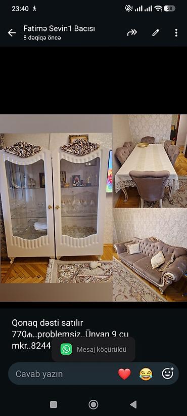 Qonaq dəsti satılır 770₼. problemsiz. Ünvan 9 cu mkr. 8244. Fatimə99