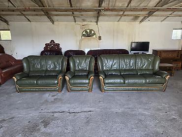 Stilske garniture: Komplet kožne garniture za dnevnu sobu – 1 - Sastav: trosed, dvosed i — 7