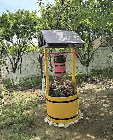 Bağ, çöl mebeli: Bağ üçün dekorativ “quyu” tipli güldan-kompozisiya - Material: ağac — 4