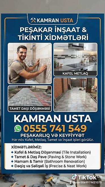 evlerin dizayni ve temiri: Peşəkar İnşaat və Tikinti Xidmətləri – Kamran Usta Bakı şəhəri üzrə — 3