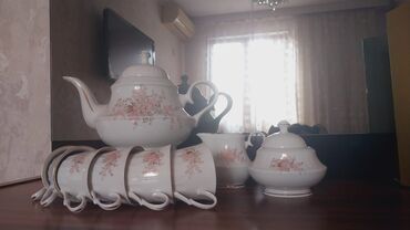 cay servis: Çay dəsti, rəng - Ağ, Keramika, 6 nəfərlik, Polşa