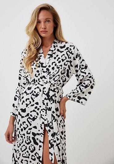 Халаты: Халат, Шелк, Китай, Леопардовый принт, XS, S, L — 7