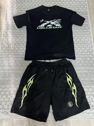 nike tech flecce: Комплект мужской спортивный/повседневный: футболка + шорты - Цвет — 1
