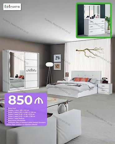 Yataq dəsti – KONFORTO Dəst tərkibi: - Çarpayı: 1 ədəd, 160 × 200 sm