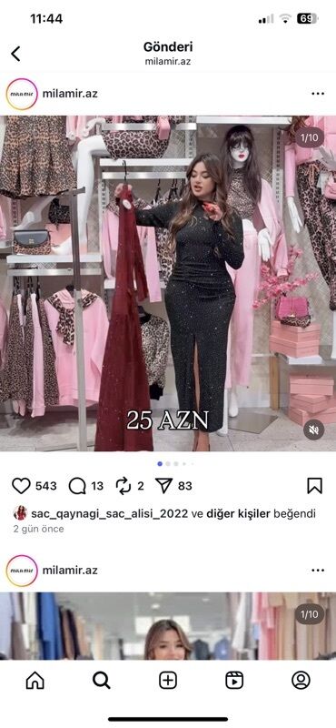 Ziyafət donları: Ziyafət donu, Maksi, Adl, S (EU 36), M (EU 38), L (EU 40)