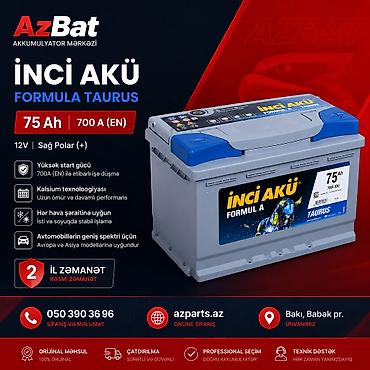 Ehtiyat hissələri: Inci Akü, 75 ah, Orijinal, Türkiyə, Yeni — 1