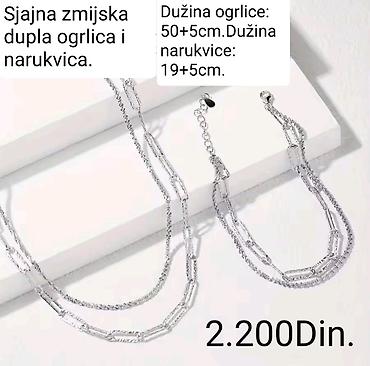 medicinski celik nakit: Posrebreni sjajan set nakita sa žigom S925 od hirurskog čelika. Dupla — 2
