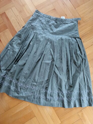 duge suknje za punije: M (EU 38), Midi, bоја - Maslinasto zelena