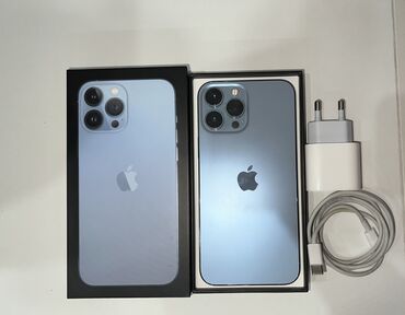 Apple iPhone: IPhone 13 Pro Max, Б/у, 256 ГБ, Sierra Blue, Зарядное устройство, Защитное стекло, Чехол, 82 %