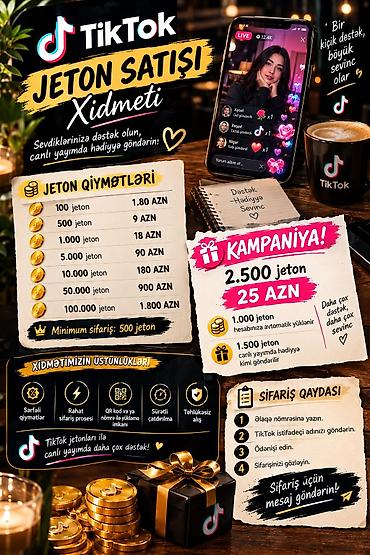 ucuz tiktok jeton: TikTok Jeton Satışı Xidməti Sevdiklərinizə canlı yayımda hədiyyə — 1