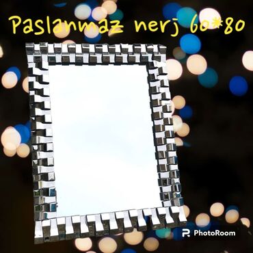 Güzgülər: Güzgü Divar üçün, Kvadrat, Hamam üçün, Naxışlı — 12