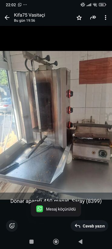 cisqa aparati: Dönər aparatı 450 manat. Saray (8399) KİFA75